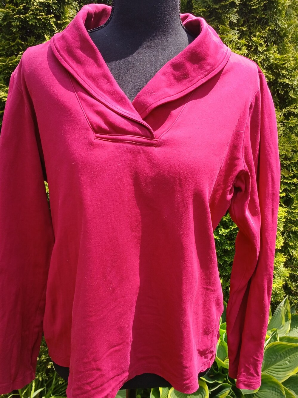 LL Bean Wide Collar Top Sz M In Claret